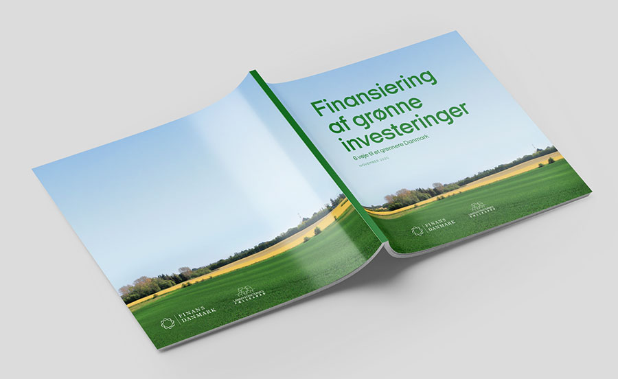 Layout af omslag fra rapporten 'Finansiering af grønne investeringer'