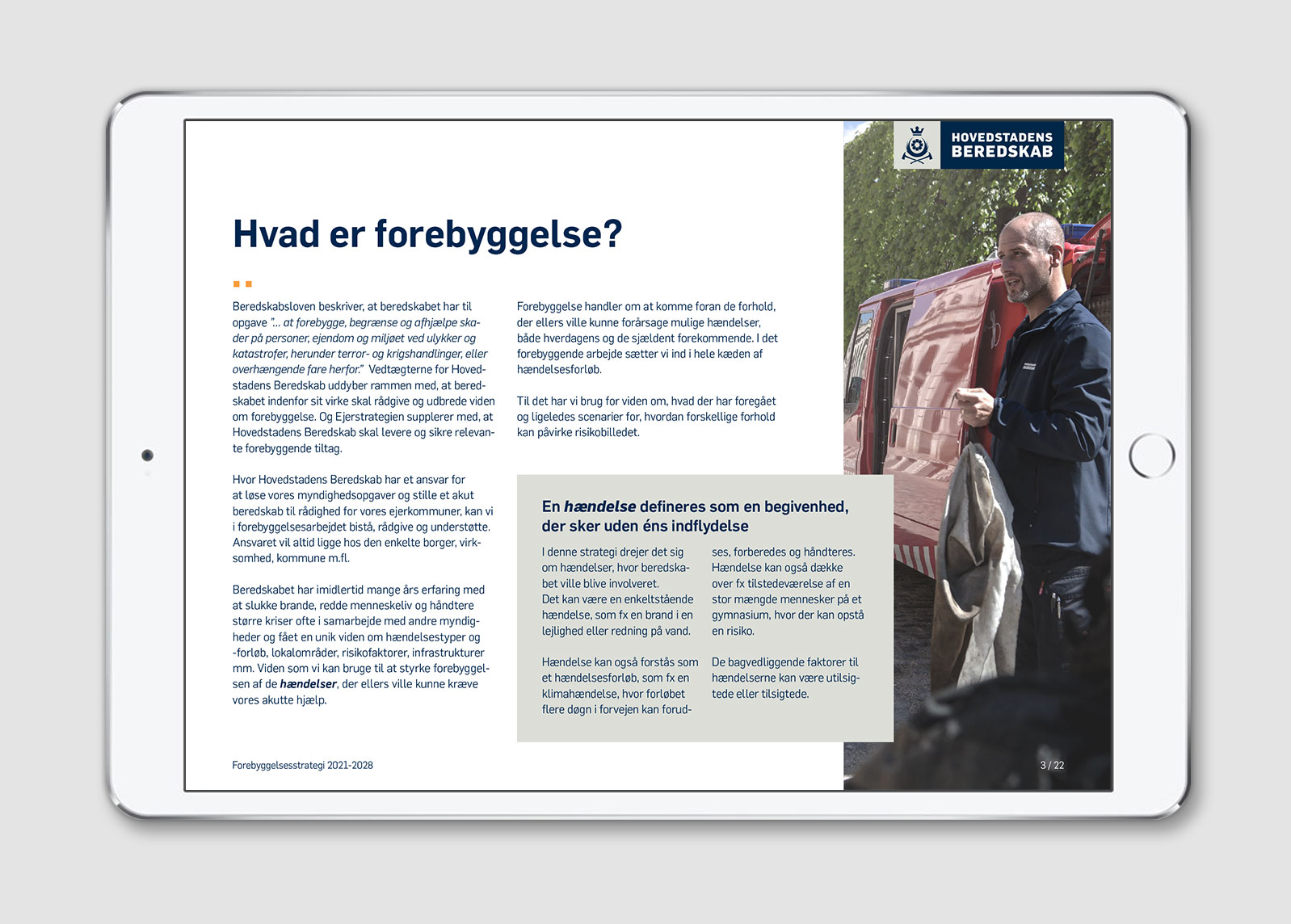 Layout af side fra strategien med overskriften - Hvad er forebyggelse?
