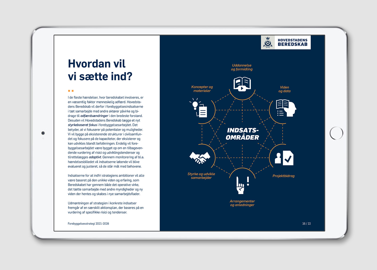 Layout af side fra strategien med eksempel på en af de 5 målsætninger
